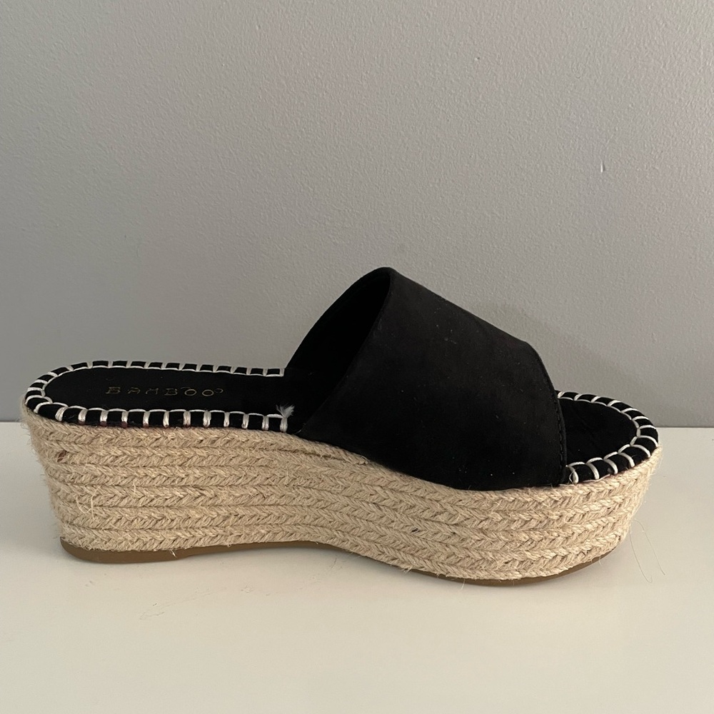 BAMBOO Black Espadrille Platform Sandals - Picture 3 of 6